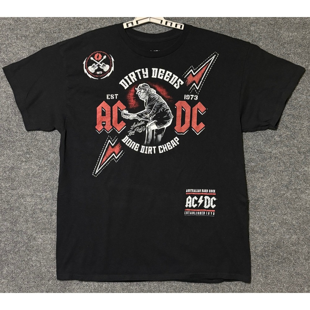 Liquid Blue Mens XL T-Shirt Black AC/DC Dirty Deeds Done Dirt Cheap Graphic